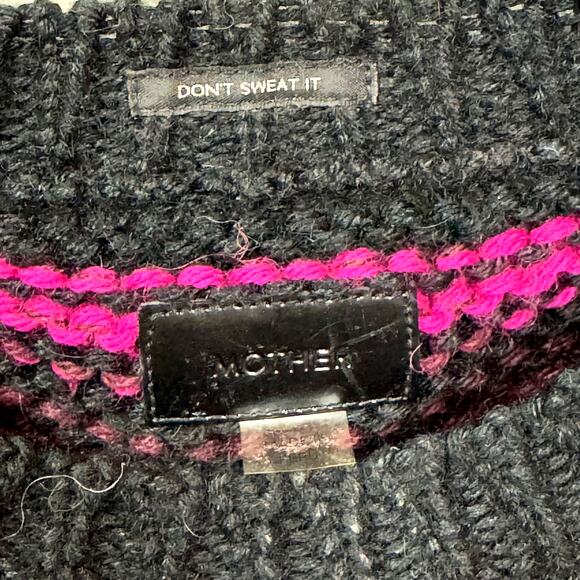 MOTHER Alpaca Blend Sweater Size XS Stripes Bell Sleeve Crop Sweater Chunky - Picture 5 of 12